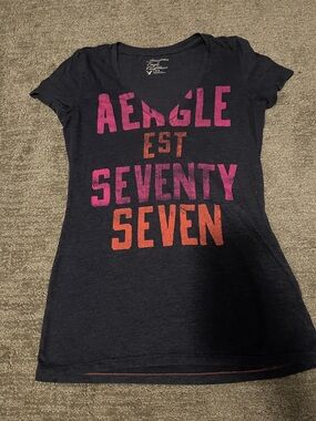 American Eagle Outfitters Black Tee with Pink Accent